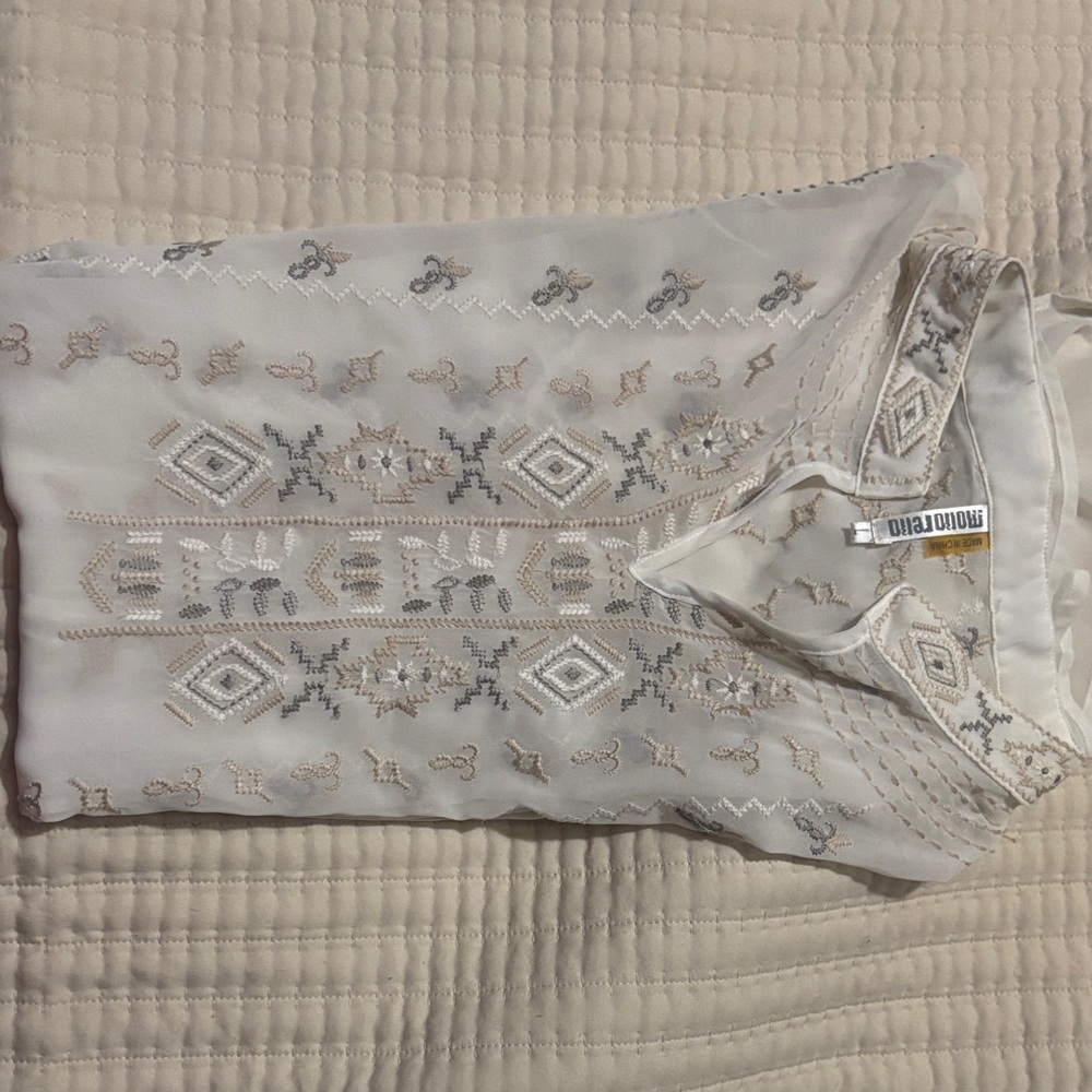 Zara Ivory Tunic with Metallic Embroidery